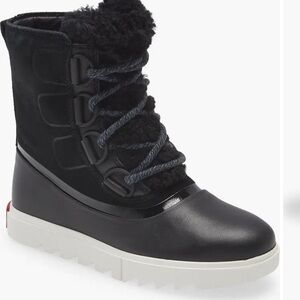 SORREL REAL LEATHER & SHEARLING JOAN OF ARC LUG SOLE EUC BOOTS SIZE 8